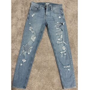 Terranova Original Denim Distressed Ripped Light Wash‎ Jeans XS 36 Button Fly